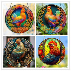 Round Rooster Suncatchers