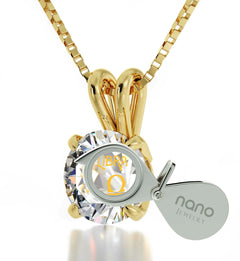 Gold Plated Silver Libra Necklace Zodiac Pendant 24k Gold Inscribed on Crystal